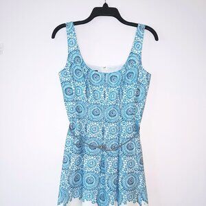 Nine West Women's Teen's Dress Size 4, A-Line Blue/White Floral Above -the-Knee